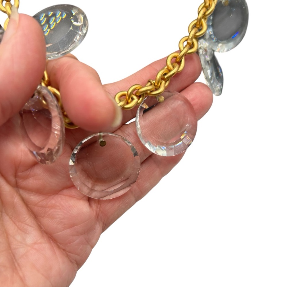 Vintage Anne Klein Faceted Glass Disk Statement Necklace - Picture 4 of 7